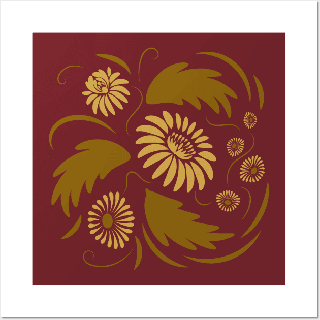 Folk flowers floral art print Flowers abstract art Wall Art by Eskimos